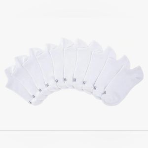 K. Bell No Show Fit Ankle Socks, White 10pk Shoe Size 4-10 NWT